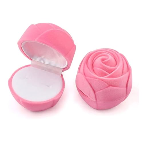 PDANBD Ringetui, Rosen-Blumen-Schmuckschatulle, Samt-Schmuck-Ring-Box, Ringaufbewahrung, Vitrine für Antrag, Hochzeit, Ringbox, Schmuck-Geschenk-Box, Antrags-Ring-Box von PDANBD