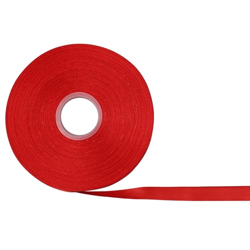 PDETVEO Doppelseitiges Band, 1,5 cm x 91,4 m, rotes Polyester-Satinband für Hochzeitsgeschenke, Blumendesign, Nähprojekte, Urlaubsdekorationen von PDETVEO