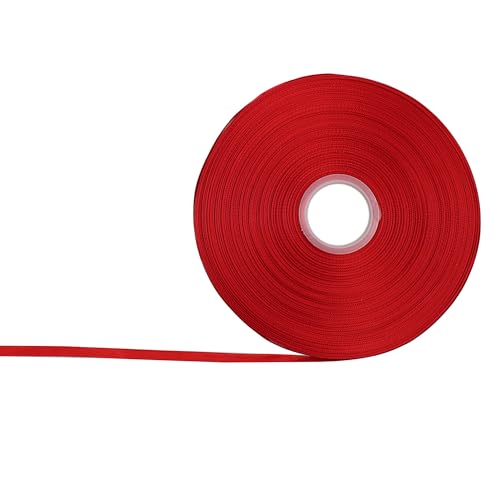 PDETVEO Doppelseitiges Satinband, 0,6 cm x 91,4 m, rotes Polyester-Satinband für Hochzeitsgeschenke, Blumendesign, Nähprojekte, Urlaubsdekorationen von PDETVEO