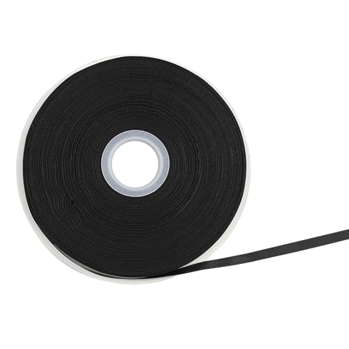 PDETVEO Doppelseitiges Satinband, 0,6 cm x 91,4 m, schwarzes Polyester-Satinband für Hochzeitsgeschenke, Blumendesign, Nähprojekte, Urlaubsdekorationen von PDETVEO