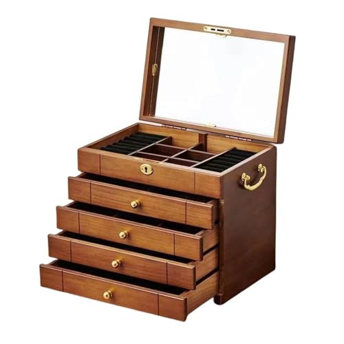 PDURMBUAB Schmuckaufbewahrung Große Schmuckschatulle Mit Schublade Halskette Ohrringe Ringe Schmuckkästchen Holz Zubehör Aufbewahrung Display Armreifen Organizer Schmuckbox Schmuckkästchen Klein(E) von PDURMBUAB