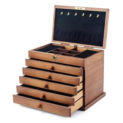 PDURMBUAB Schmuckaufbewahrung Große Schmuckschatulle Mit Schublade Halskette Ohrringe Ringe Schmuckkästchen Holz Zubehör Aufbewahrung Display Armreifen Organizer Schmuckbox Schmuckkästchen Klein(C) von PDURMBUAB