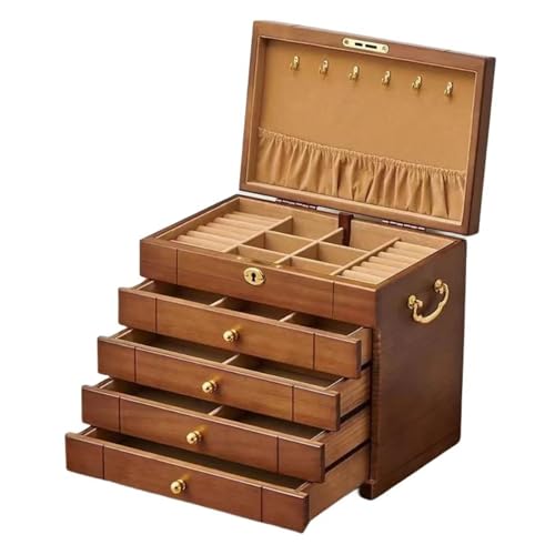 PDURMBUAB Schmuckaufbewahrung Große Schmuckschatulle Mit Schublade Halskette Ohrringe Ringe Schmuckkästchen Holz Zubehör Aufbewahrung Display Armreifen Organizer Schmuckbox Schmuckkästchen Klein(F) von PDURMBUAB