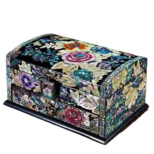 PDURMBUAB Schmuckaufbewahrung Hölzerne Europäische Art-Prinzessin-Retro-Ohrringe Handschmuck-Aufbewahrungsbox Closet Organizer Perlmutt-Lack-Schmuckschatulle Schmuckbox Schmuckkästchen Klein(Type-C) von PDURMBUAB