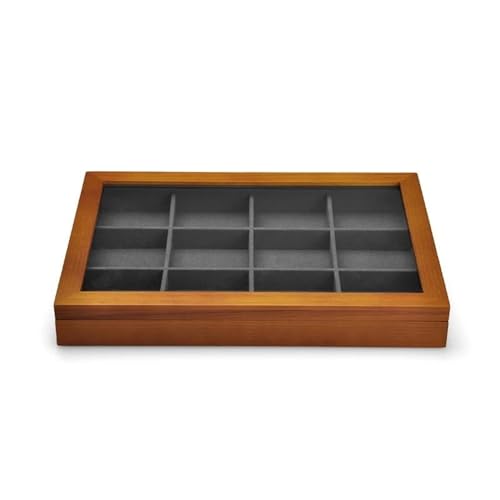 PDURMBUAB Schmuckaufbewahrung Holz Schmuck Aufbewahrungsbox Schmuck Aufbewahrungsbox Schmuck Halsketten Anhänger Ring Display Box Schmuckbox Schmuckkästchen Klein(Dark gray A) von PDURMBUAB