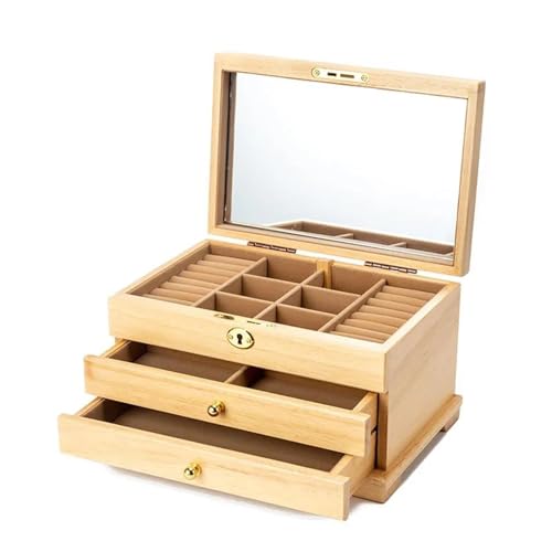 PDURMBUAB Schmuckaufbewahrung Holz Schmuckschatulle Schublade Ring Halskette Ohrringe Schmuckschatullen Kleiner Organizer Armreifen Tablett Schmuckbox Schmuckkästchen Klein(2 C) von PDURMBUAB