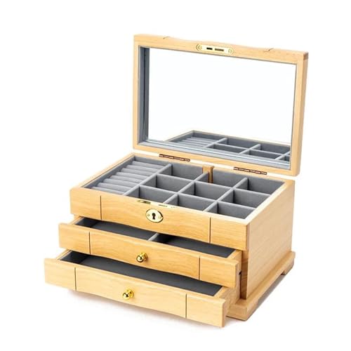 PDURMBUAB Schmuckaufbewahrung Holz Schmuckschatulle Schublade Ring Halskette Ohrringe Schmuckschatullen Kleiner Organizer Armreifen Tablett Schmuckbox Schmuckkästchen Klein(2 D) von PDURMBUAB