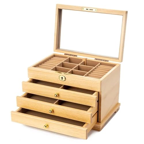 PDURMBUAB Schmuckaufbewahrung Holz Schmuckschatulle Schublade Ring Halskette Ohrringe Schmuckschatullen Kleiner Organizer Armreifen Tablett Schmuckbox Schmuckkästchen Klein(3 B) von PDURMBUAB