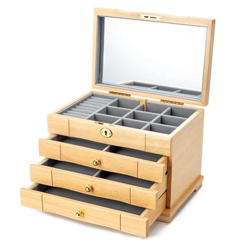 PDURMBUAB Schmuckaufbewahrung Holz Schmuckschatulle Schublade Ring Halskette Ohrringe Schmuckschatullen Kleiner Organizer Armreifen Tablett Schmuckbox Schmuckkästchen Klein(3C) von PDURMBUAB