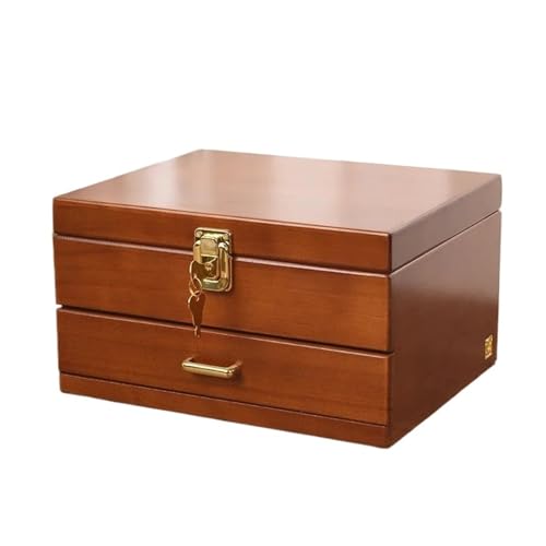 PDURMBUAB Schmuckaufbewahrung Massivholz Schmuckschatulle Halskette Schmuckschatulle Anti Oxidation Mehrschichtige Aufbewahrungsbox Schmuck Organizer Holzkiste Schmuckbox Schmuckkästchen Klein(B) von PDURMBUAB