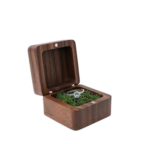 PDURMBUAB Schmuckaufbewahrung Organizer-Box, Geschenkverpackung, Tragbarer Schmuck-Organizer, Holz-Schmuckschatulle, Ehering-Box, Ohrring-Ringe Schmuckbox Schmuckkästchen Klein(Type-G) von PDURMBUAB