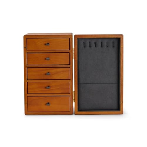 PDURMBUAB Schmuckaufbewahrung Schmuck Schubladen Organizer 5 Schichten Holz Schmuckaufbewahrung Schubladenbox Organizer Staubdicht Massivholz Schmuck Organizer Schmuckbox Schmuckkästchen Klein(A 1) von PDURMBUAB