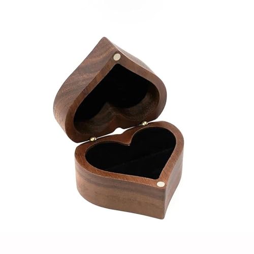 Schmuckaufbewahrung Anpassbare Herzförmige Geschenkbox Tragbare Massivholz Schmuckschatulle Exquisite Halskette Ring Ohrringe, Aufbewahrungsbox Schmuckschatulle Schmuckbox Schmuckkästchen Klein(Brown) von PDURMBUAB