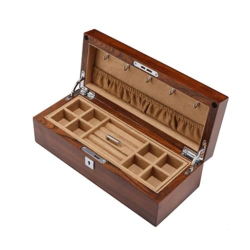 Schmuckaufbewahrung Massivholz Doppel Schmuckschatulle Schmuck Sammlungs Aufbewahrungsbox Mit Schloss Spielzeug Organizer Aufbewahrung Kosmetik Aufbewahrung Schmuckbox Schmuckkästchen Klein(B) von PDURMBUAB