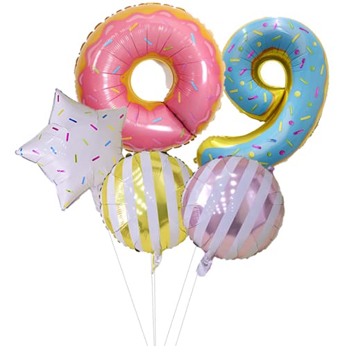Donuts Süßigkeiten Zahl 9 Folienballon Set Geburtstag Party Dekoration Helium/Luft von PDYP