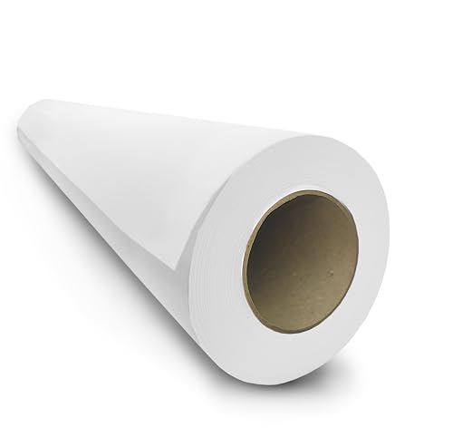 Zeichenpapier Rolle, 50m Weiße Papierrolle, papier CAD, Zeichenrolle Kinder Künstler Skizze Malerei Papier, Recycelte Staffeleipapier für Kleinkinder Kinder Studenten (1 Stück) (1,06m x 50m) von PDmedia