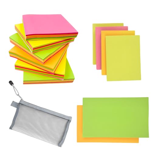 1200 Blätter Haftnotizen Klebezettel Set, 3 Größen Selbstklebende Notizzettel, Bunt Wiederaufklebbar Postit Haftnotizen Für Zuhause Schule Büro 51x38mm, 76x76mm, 76x127mm (100 Blätter/Block) von PEAKTOP