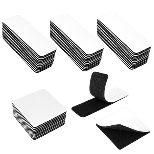 46PCS Klettverschluss Selbstklebend 3x10cm 6x6cm Klettband Selbstklebend Extra Stark Schwarz Klettband Zum Kleben Doppelseitiges Klettstreifen Selbstklebend Für Böden Wände Türen von PEAKTOP