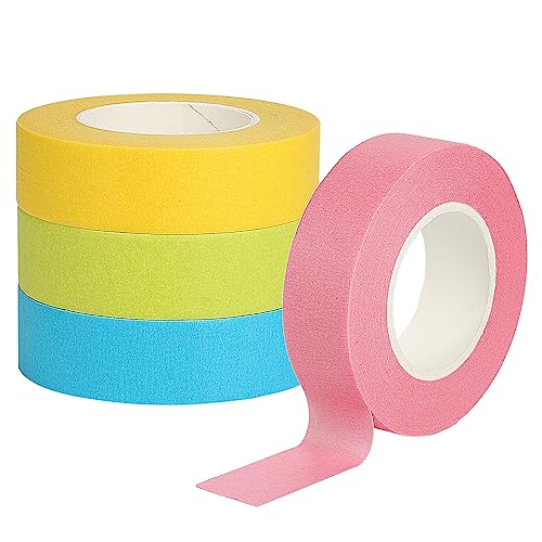 PEAKTOP 4 Rollen Farbe Klebeband Dekoratives, 19mmx20m Colored Masking Tape Rainbow Klebeband, Bunt Washi Tape Breit für Kunsthandwerk, Beschriftung, Kunst - Gelb Rosa Hellgrün Hellblau von PEAKTOP