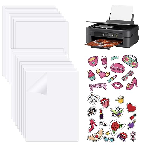 PEALOVCOM 15 Stück Tintenstrahldrucker-Aufkleberpapier A4 Inkjet Aufkleberpapier Transparent Vinylfolie Aufkleberpapier zum Bedrucken A4 Bedruckbares Vinyl für Tintenstrahldrucker Sticker-21 x 30 cm von PEALOVCOM