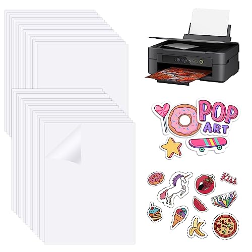 PEALOVCOM 30 Stück Tintenstrahldrucker-Aufkleberpapier A4 Inkjet Aufkleberpapier Transparent Vinylfolie Aufkleberpapier zum Bedrucken A4 Bedruckbares Vinyl für Tintenstrahldrucker Sticker-21 x 30 cm von PEALOVCOM