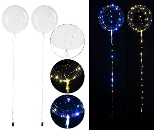 PEARL Ballons mit Lichterkette: 2er-Set Luftballons mit Lichterkette, 40 weiße & 40 Farb-LEDs, Ø 25 cm (Ballonlichter, Ballon mit LED-Lichterkette, Lichtschlauch) von PEARL