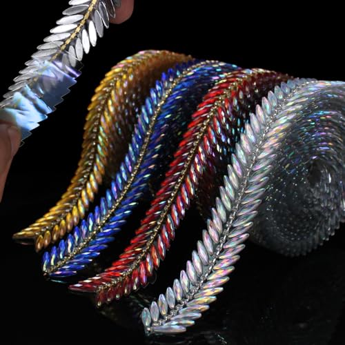 PEARLY JUN 4 Roll 1 Yards Bling Rhinestone Ribbon Silver Self Adhesive Glitter Tape Crystal Trim Chain DIY Stickers Diamond Strips for Christmas Party Phone Wedding Cake Decoration von PEARLY JUN