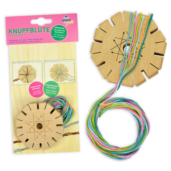 Knüpfblüte aus Holz, 1&nbsp;Bastelset für Kinder, tolle Geschenkidee von PEBARO