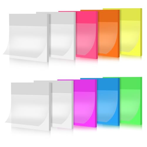 500 Stück Transparente Haftnotizen - PEBVOOY Sticky Notes Transparent - Wasserdicht und Leicht zu Beschreiben - Selbstklebende Klebezettel für Lehrerbedarf, School Supplies(75×75 mm,7 Farbens) von PEBVOOY