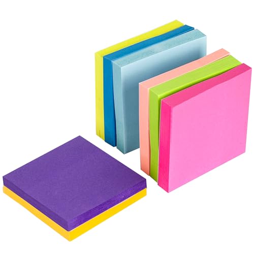 8 Packung Farbige Haftnotizen 76x76 mm - PEBVOOY Sticky Notes Wiederaufklebbar - Klebezettel Selbstklebende für Büro, Schule, Zuhause - 82 Blätter/Block, 8 Farben kolorowe von PEBVOOY