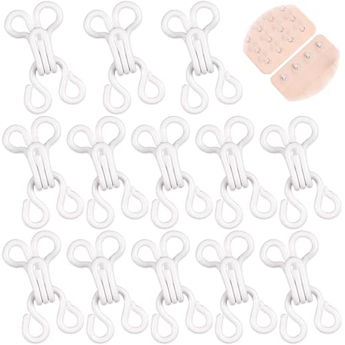 PECMER 100 Set Nähhaken und Ösen, Kupferhaken und Ösen zum Nähen von Kleidung, BH-Haken, Ersatz, Haken und Ösen, Weiß, 1 # (13 mm) von PECMER