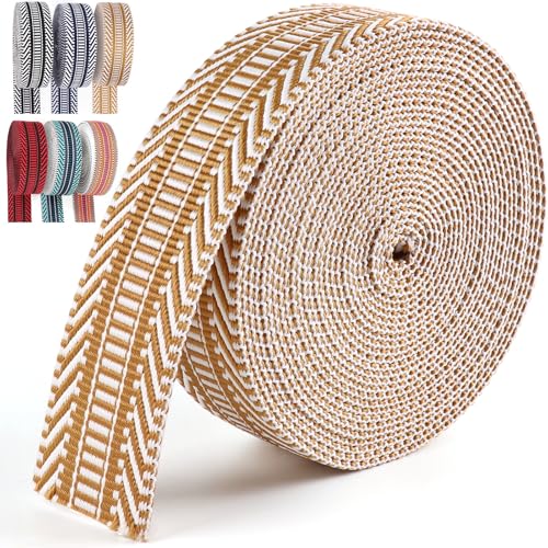 PECMER 3,8 cm Gurtband, Khaki, Jacquard-Baumwolle, 3,8 cm, Polyester-Gurtband für Gurte, Sicherheitsgurte, Handwerk, Haustierhalsbänder, Rucksackgurt, Gürtel von PECMER