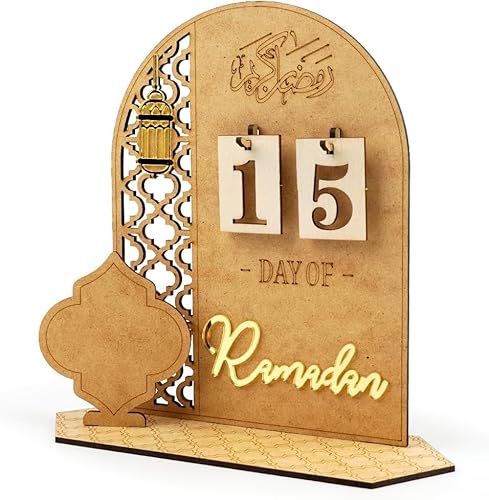 Ramadan Kalender, Eid Mubarak Kalender, Holz Countdown-Kalender Ornament, Eid Mubarak Adventskalender, Ramadan Dekorationen 30 Tage Countdown-Kalender für Zuhause (B) von PEEOED