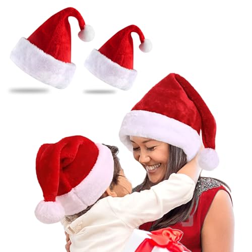 PEGRAUFC Weihnachtsmütze,Nikolausmütze Plüsche Weihnachtsmann Mütze,Warm Dicker Nikolaus Mütze,Weihnachtsmütze für Kinder-38×28cm,Warm Dicker Fellrand Weihnachtsmann mütze,Weihnachtszubehör von PEGRAUFC