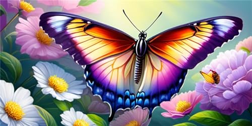 Schmetterling Blume Diamond Painting Erwachsene Groß XXL 10x20cm,DIY 5D Diamant Painting Bilder Kinder Malen Nach Zahlen Set,Diamond Art Full Diamant Malerei Kunst Basteln für Home Wand Dekor ZY-4553 von PEIOPEI