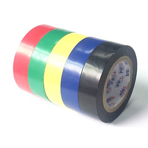 PEIUJIN Isolierband Elektriker Klebe Elektrisches Band Klebeband Tape PVC,5 Rollen 15mm x 10m - grün,schwarz,rot,blau,gelb (Set A 5 Rollen) von WEISI