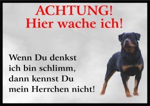 PEMA INDIGOS UG - Achtung/Fun Schild - Rottweiler Türschild Türschild laminiert DIN A4 - Türschild für Käfig, Zwinger, Haustier, Tür, Tier, Aquarium von PEMA