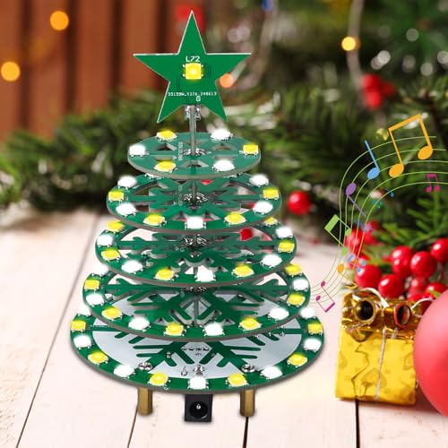 PEMENOL Bunte löt Bausatz Weihnachten Weihnachtsbaum DIY Kit, 7 Licht-Modi, RGB Fließleuchten, SMD Spaß Adventskalender elektronische Kit Löten Praxis Weihnachts Dekoration Mint Bildung von PEMENOL