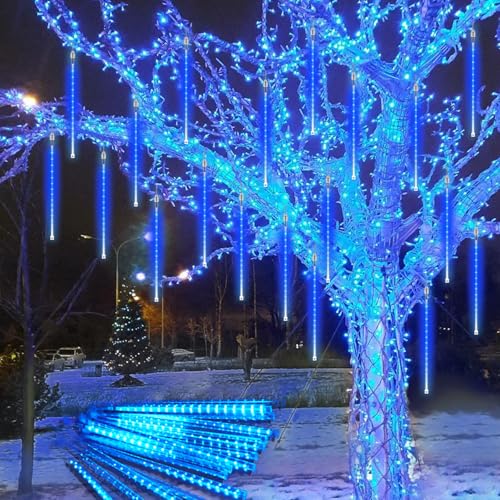 PEMOTech Weihnachtsdeko Aussen, 16 Röhren 576 LEDs, 40 cm Eiszapfen Lichterkette, Wasserdicht Weihnachtsbeleuchtung für Party, Hochzeit, Baum, Garten, Weihnachtsdekoration (Blau) von PEMOTech