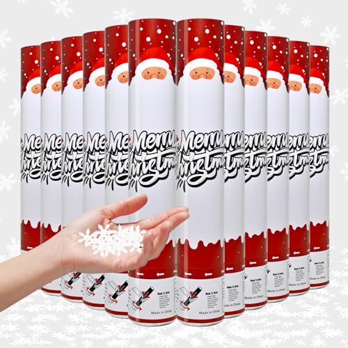 Party Poppers Schneeflocken Konfetti Kanone 12 Pack Konfetti Popper 12 Zoll Konfetti Shooter Weihnachten Schneeflocken Konfetti Party Kanonen Bulk für Dekoration Neujahr Festival Urlaub Party Feier von PEMUISE