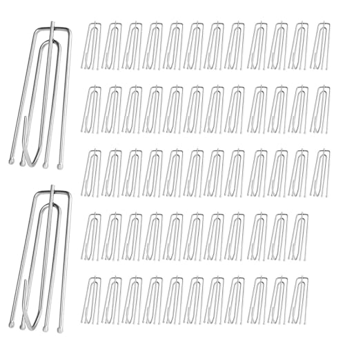 60 Stück Gardinenhaken Metall,Edelstahl Curtain Hooks,4 Zinken Faltenhaken für Gardinen,Vorhanghaken für Schienen zum Einhängen,Vorhang Faltenhaken Duschvorhanghaken für Vorhangringe Schienen von PENCHUAN