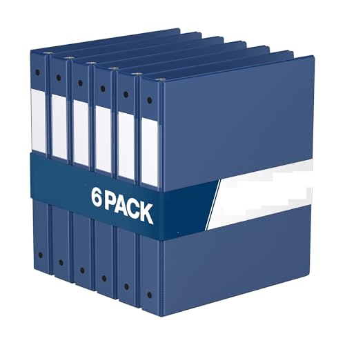 PENGZNL 1-Zoll-Ordner, 3-Ring-Ordner for Schule, Büro oder Zuhause, farbiges Notizbuch, 6er-Pack(Dark Blue) von PENGZNL