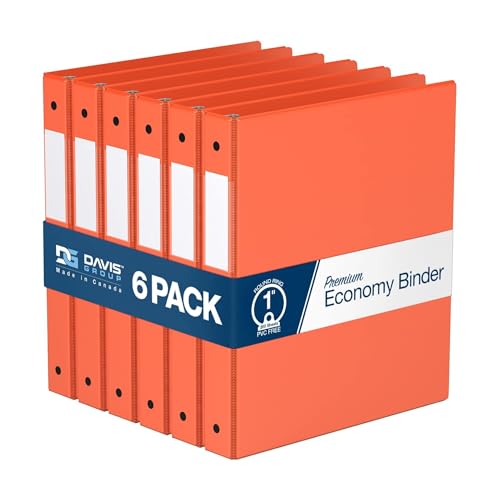 PENGZNL 1-Zoll-Ordner, 3-Ring-Ordner for Schule, Büro oder Zuhause, farbiges Notizbuch, 6er-Pack(Orange) von PENGZNL