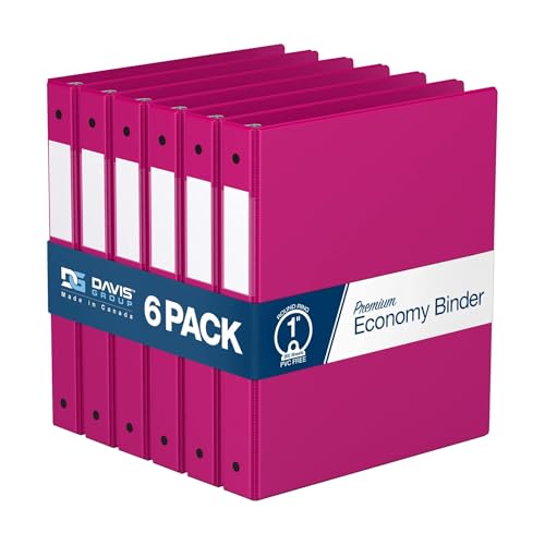 PENGZNL 1-Zoll-Ordner, 3-Ring-Ordner for Schule, Büro oder Zuhause, farbiges Notizbuch, 6er-Pack(Pink) von PENGZNL