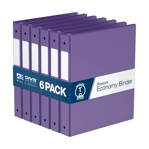 PENGZNL 1-Zoll-Ordner, 3-Ring-Ordner for Schule, Büro oder Zuhause, farbiges Notizbuch, 6er-Pack(Purple) von PENGZNL