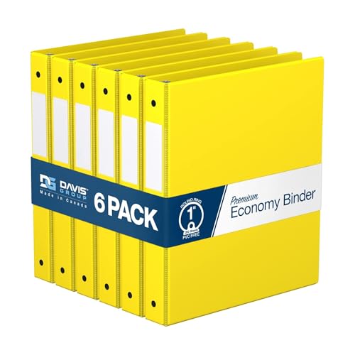 PENGZNL 1-Zoll-Ordner, 3-Ring-Ordner for Schule, Büro oder Zuhause, farbiges Notizbuch, 6er-Pack(Yellow) von PENGZNL