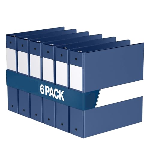 PENGZNL 2-Zoll-Ordner, 3-Ring-Ordner for Schule, Büro oder Zuhause, farbige Notizbücher, 6er-Pack(Dark Blue) von PENGZNL