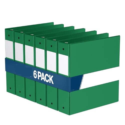 PENGZNL 2-Zoll-Ordner, 3-Ring-Ordner for Schule, Büro oder Zuhause, farbige Notizbücher, 6er-Pack(Green) von PENGZNL