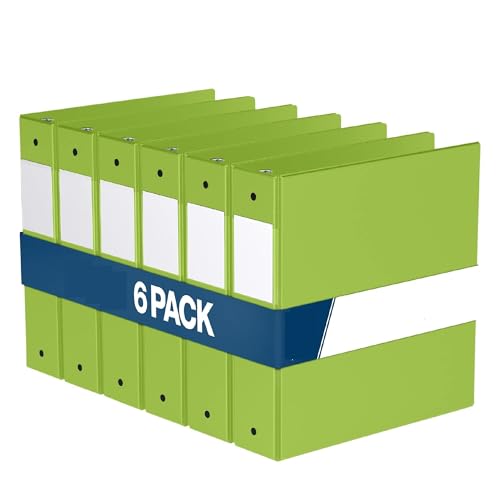 PENGZNL 2-Zoll-Ordner, 3-Ring-Ordner for Schule, Büro oder Zuhause, farbige Notizbücher, 6er-Pack(Lime Green) von PENGZNL