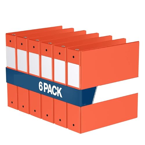 PENGZNL 2-Zoll-Ordner, 3-Ring-Ordner for Schule, Büro oder Zuhause, farbige Notizbücher, 6er-Pack(Orange) von PENGZNL